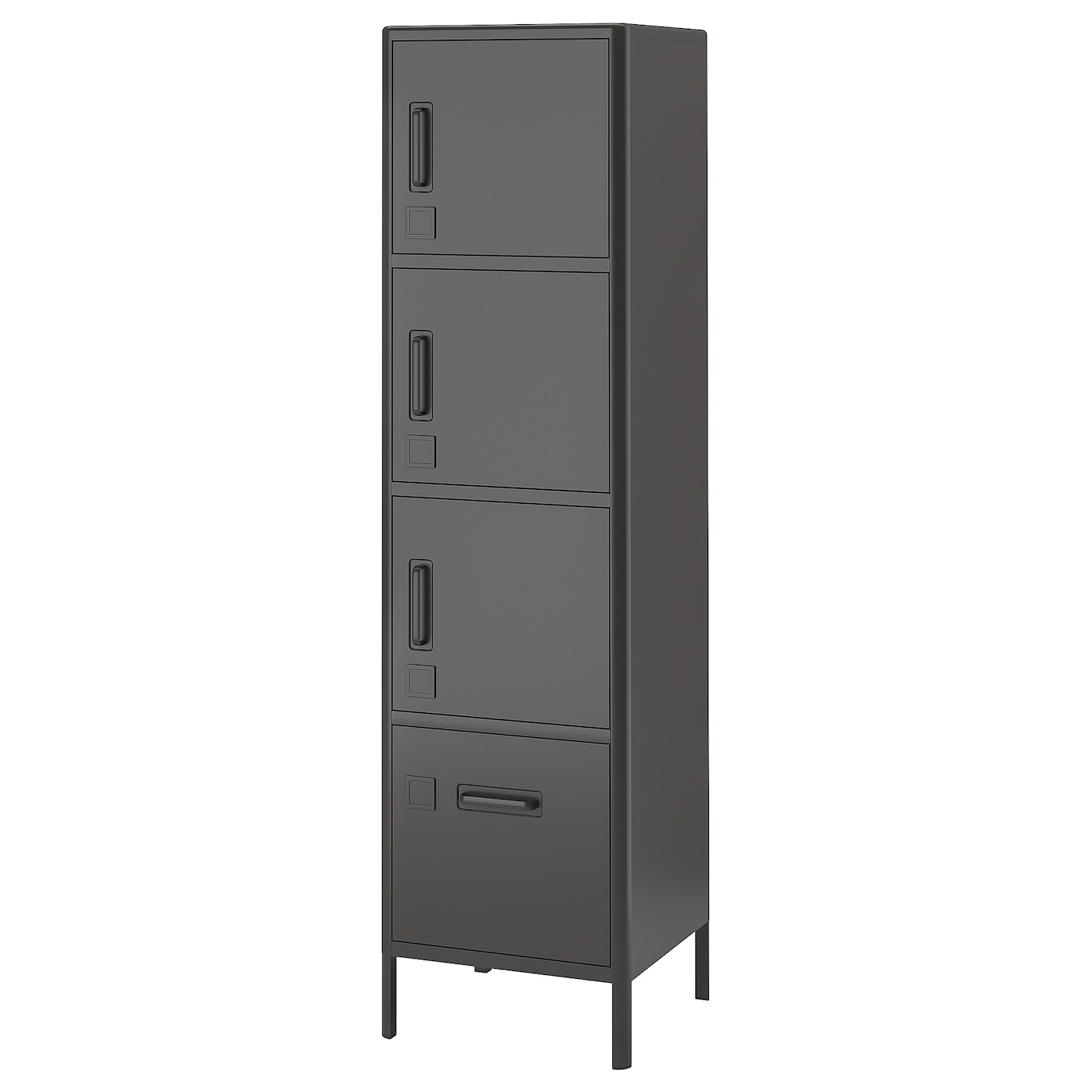 IKEA IDÅSEN szafka wysoka z szufladą i drzwiami, ciemnoszary, 45x172 cm
