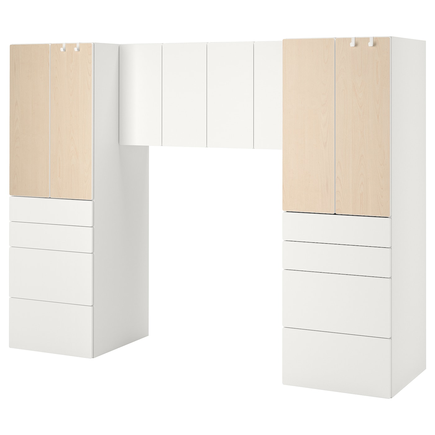 IKEA SMÅSTAD regał, biały/brzoza, 240x57x181 cm