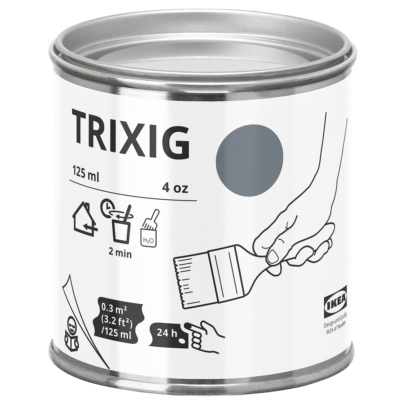 IKEA TRIXIG farba, szary, 125 ml
