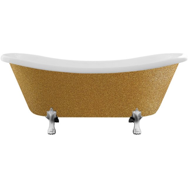 BESCO Wanna wolnostojąca AMELIA GLAM ZŁOTA 190x77 nogi chrom #WKA-190