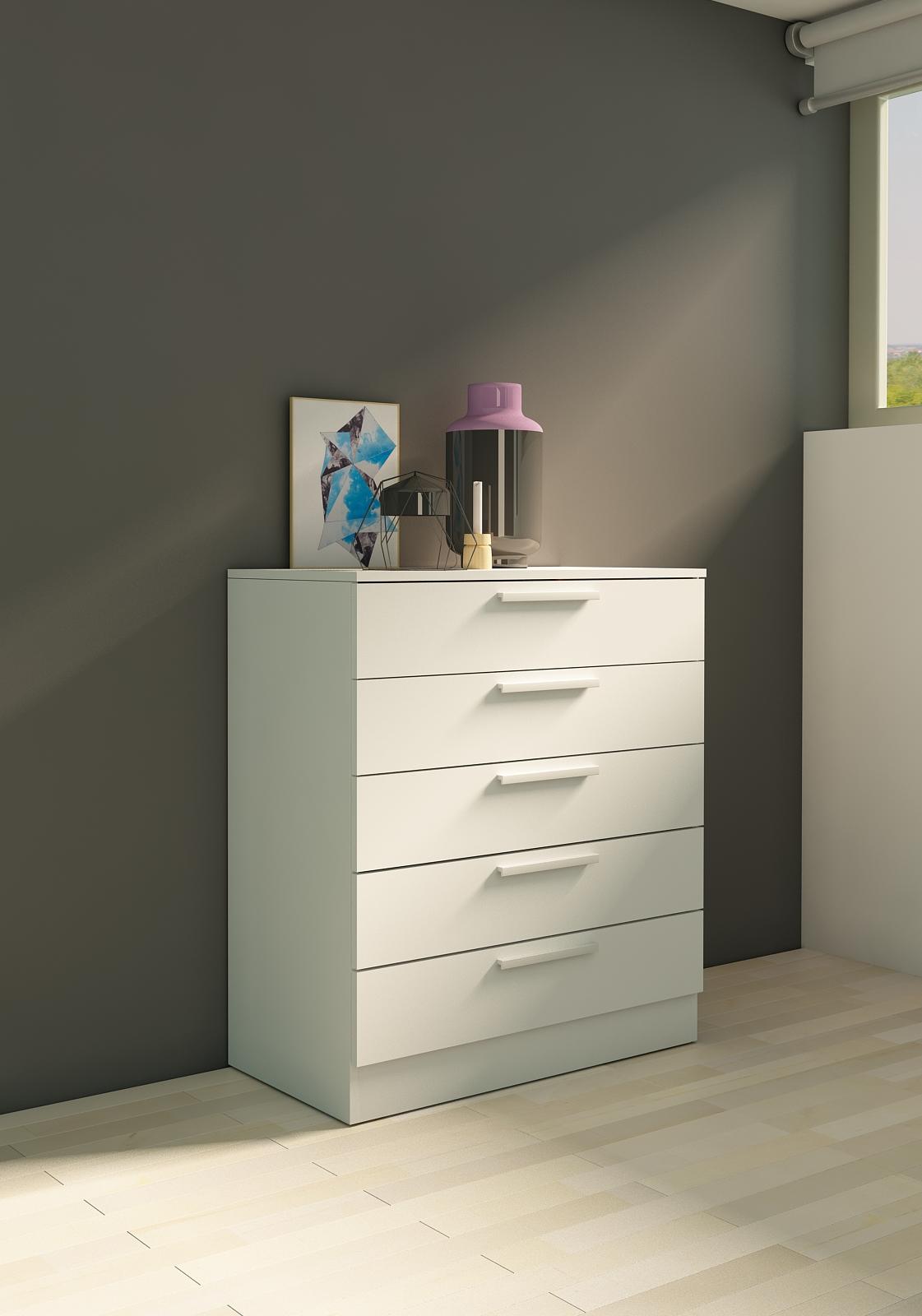 Komoda z pięcioma szufladami Eco white