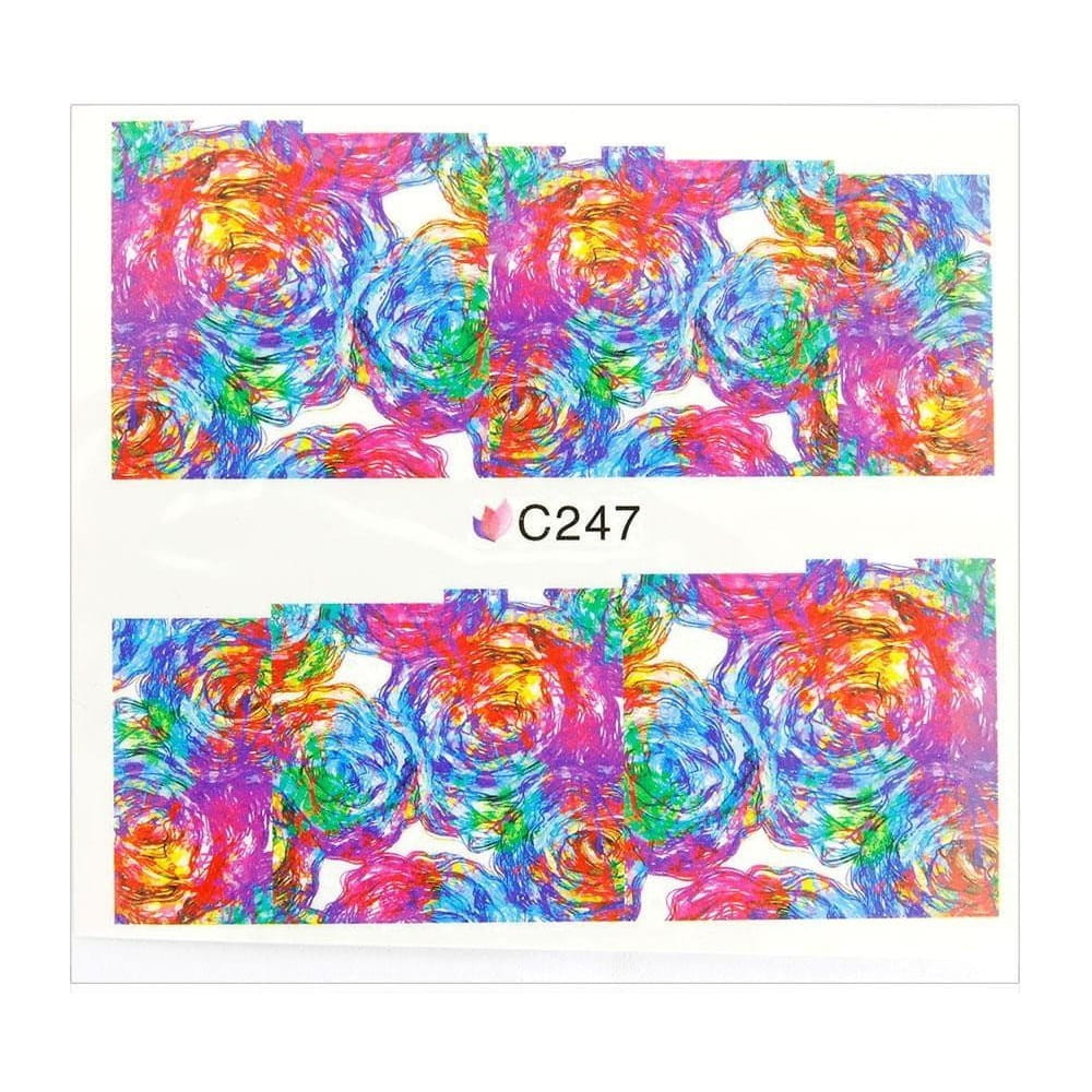 Naklejki wodne do paznokci arkusz 7 x 6,5 cm na 10 palców c Nr 247