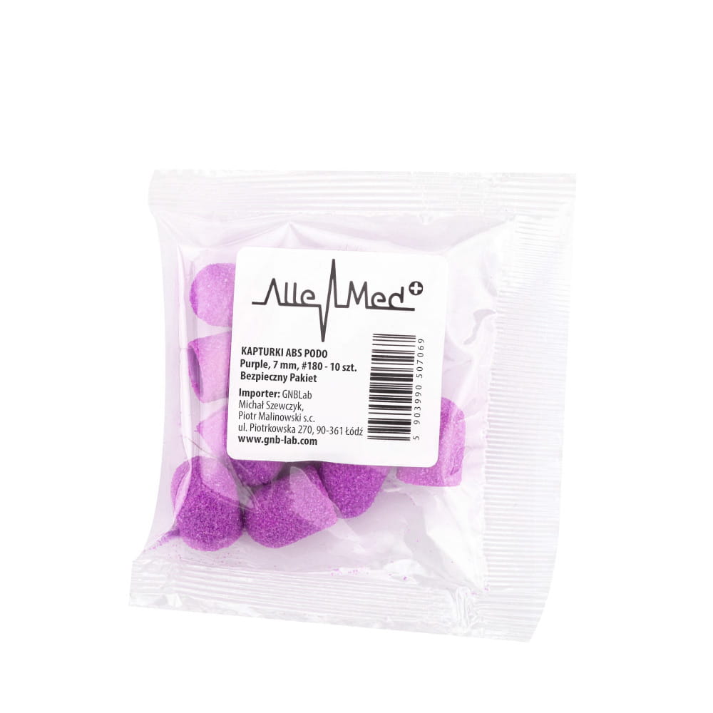 Kapturki do pedicure 7 mm gradacja 180 10 szt ABS Podo AlleMed Fioletowy Purple