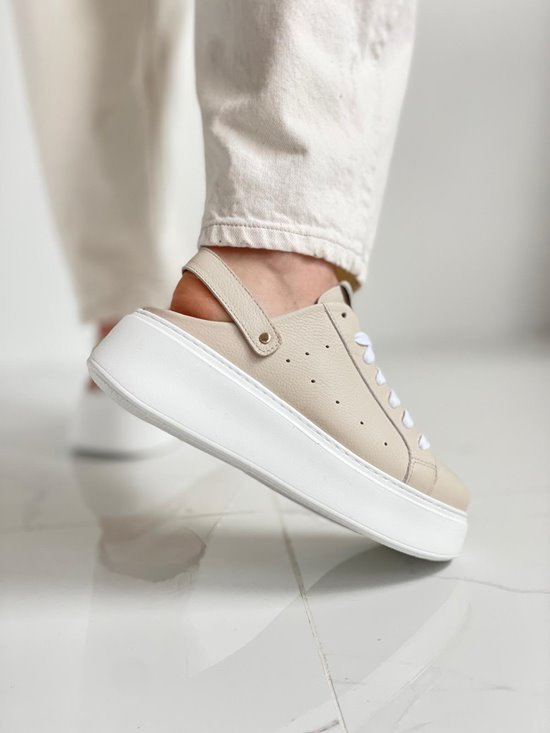 Sneakersy klapki SN41 - 13 beż groch