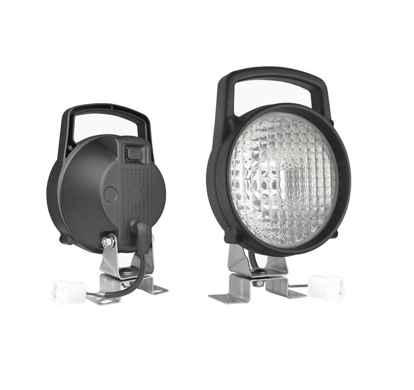 Halogenowa lampa robocza z uchwytem omega, wyłącznikiem i złączem AMP Faston LOR2.09342 Wesem