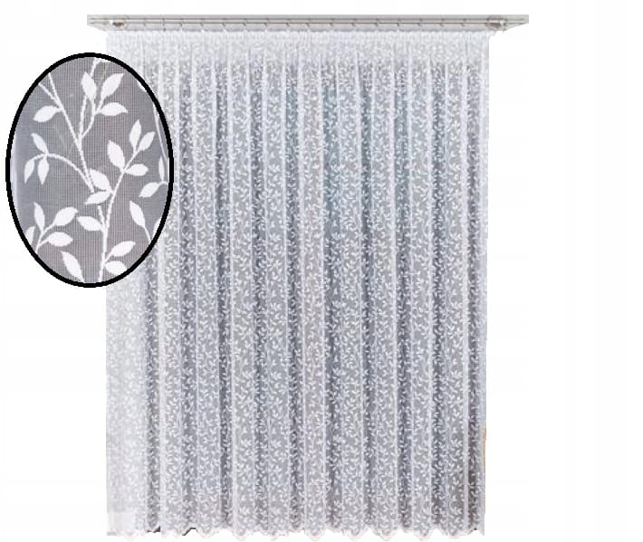 Długa firana z taśmą LISTKI 220x500cm - Wystrój Elegancki 023058