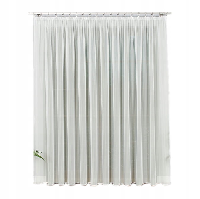 Firana gotowa z woalu gładki wys 280x500cm krem - styl i elegancja