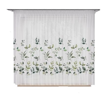 Firana woalowa Samsun zielone liście 150x300 taśma - idealna do salonu