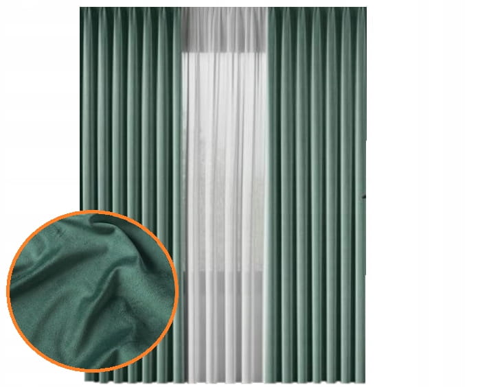Zasłona velvet zieleń 290x140 cm - Modna welurowa ozdoba salonu