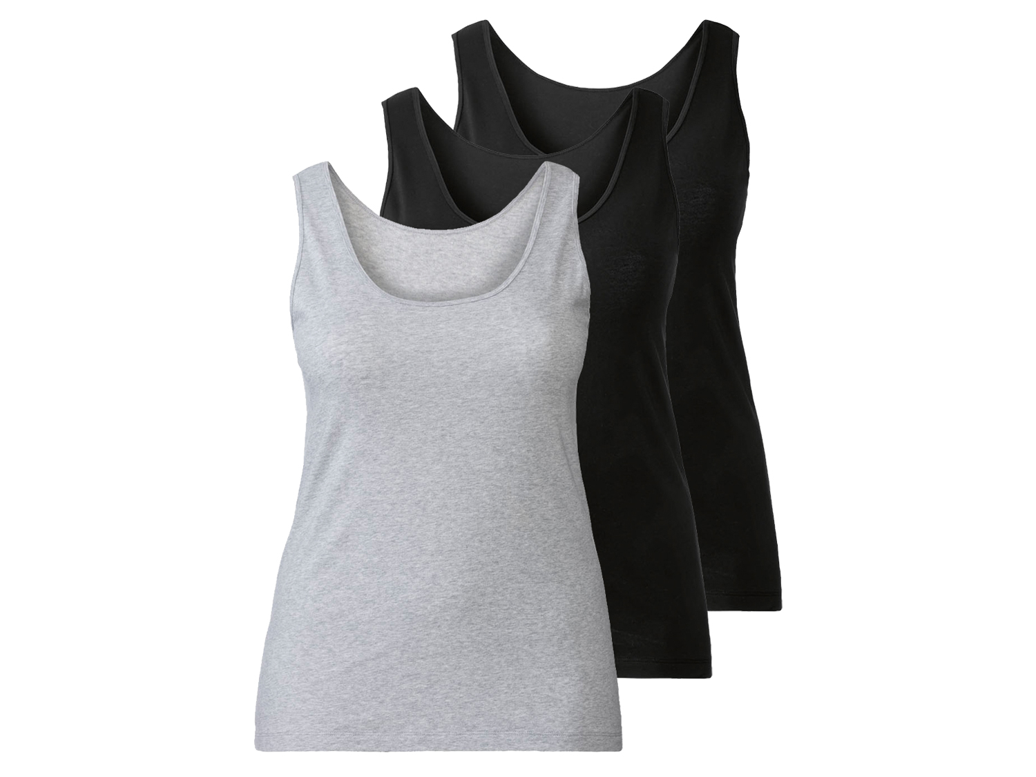 esmara Podkoszulki damskie XXL z bawełną, 3 sztuki 3Xl56/58, Czarny/ szary