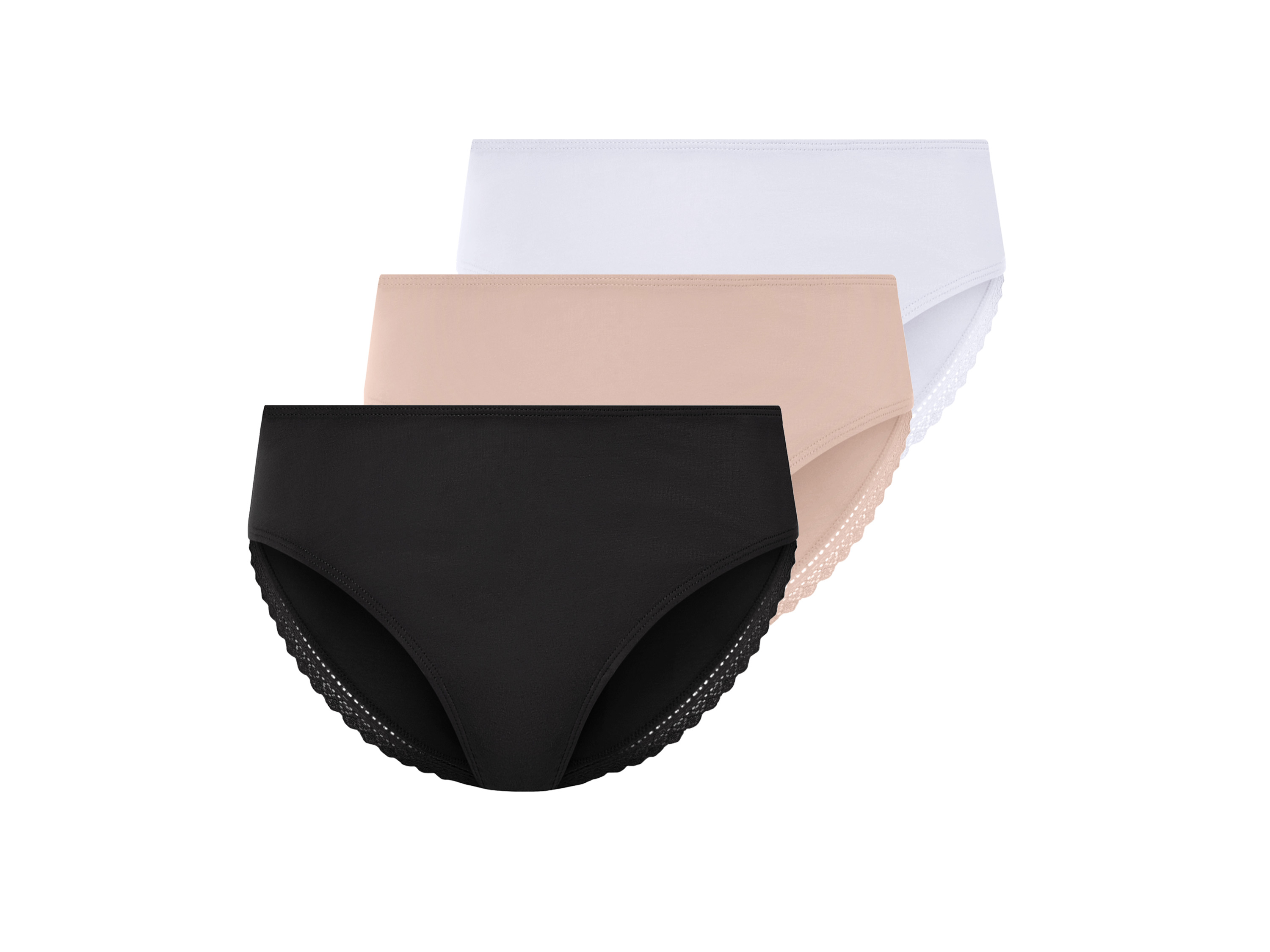 esmara Majtki figi damskie z bawełną organiczną, 3 pary Czarny/różowy/biały, XL 48/50
