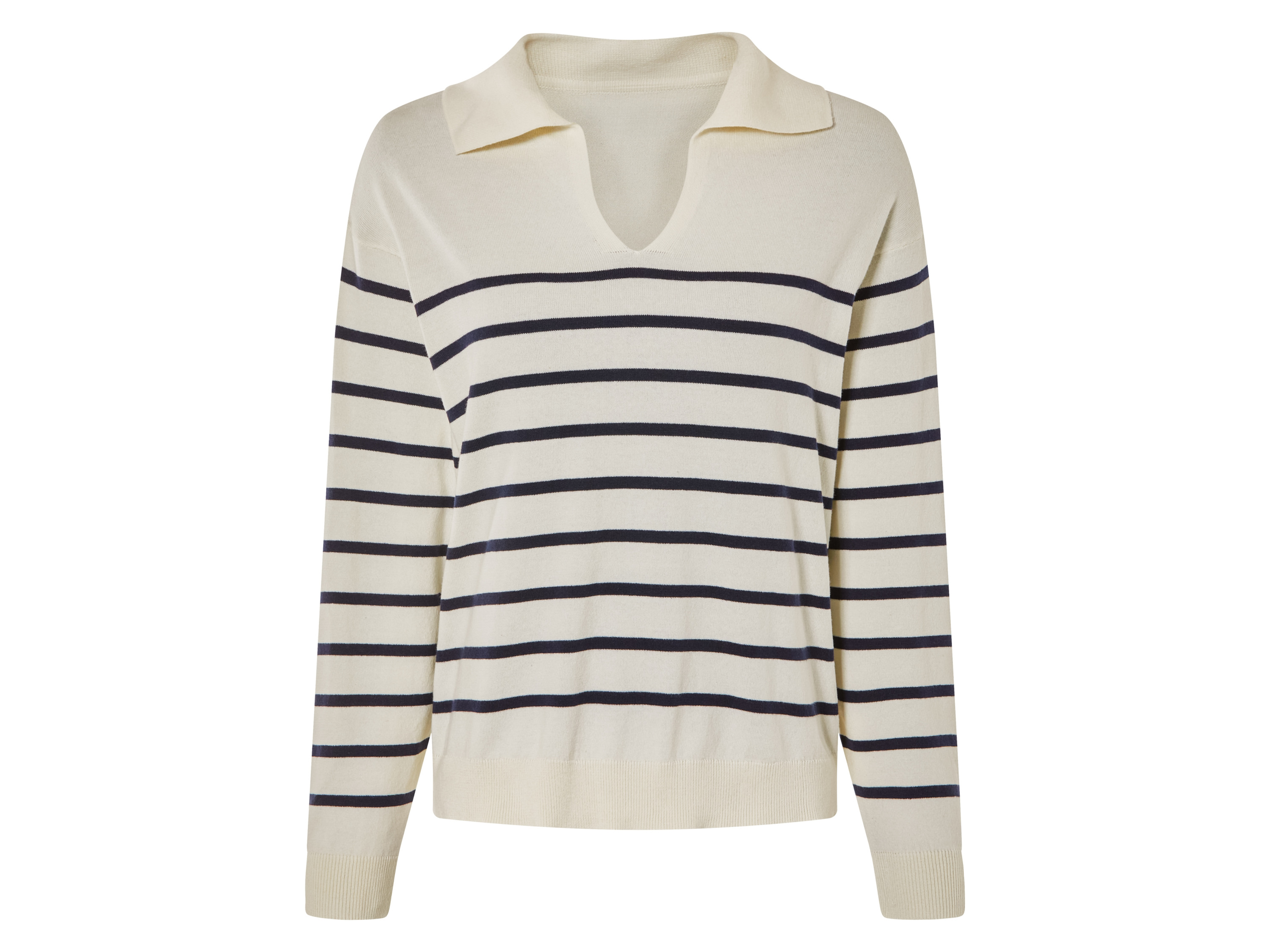 esmara Sweter dzianinowy z bawełną organiczną W paski/ biały, Xl48/50