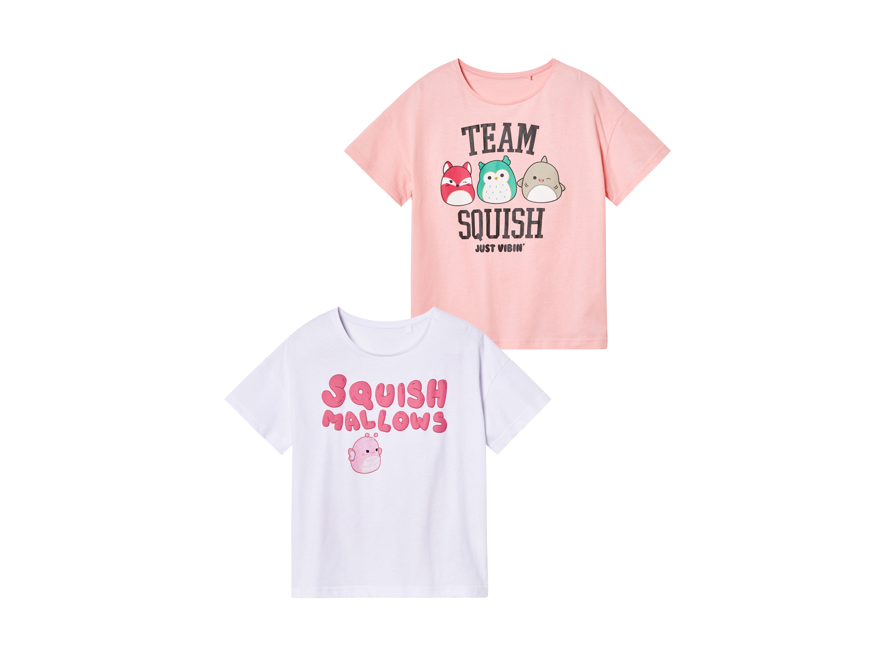 T-shirty dziecięce z bawełny, 2 sztuki Squishmallows, 146/152