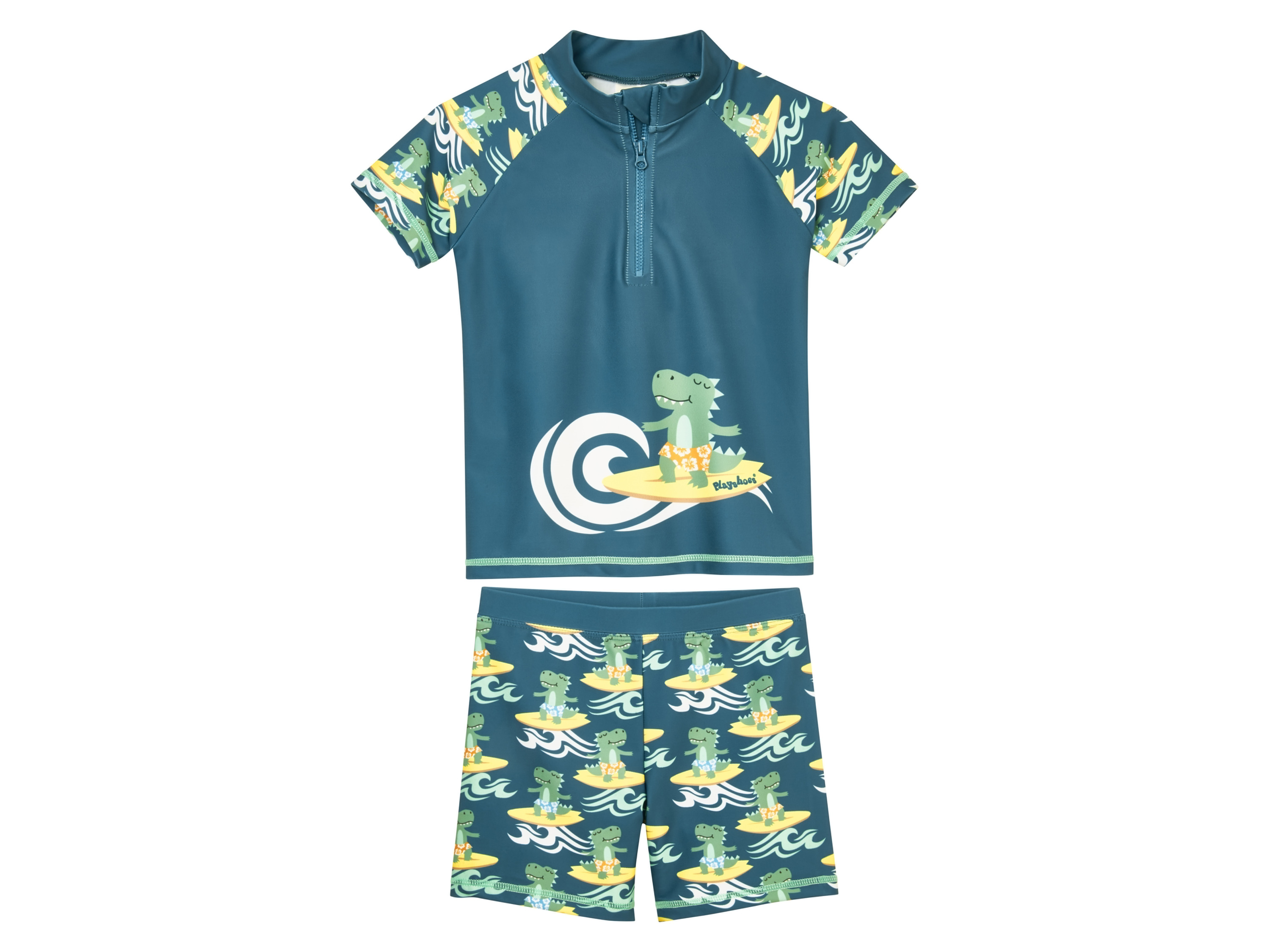 Playshoes Zestaw kąpielowy dla niemowląt/małych dzieci, 2-częściowy, z filtrem UV surfer-dino, 98 - 104