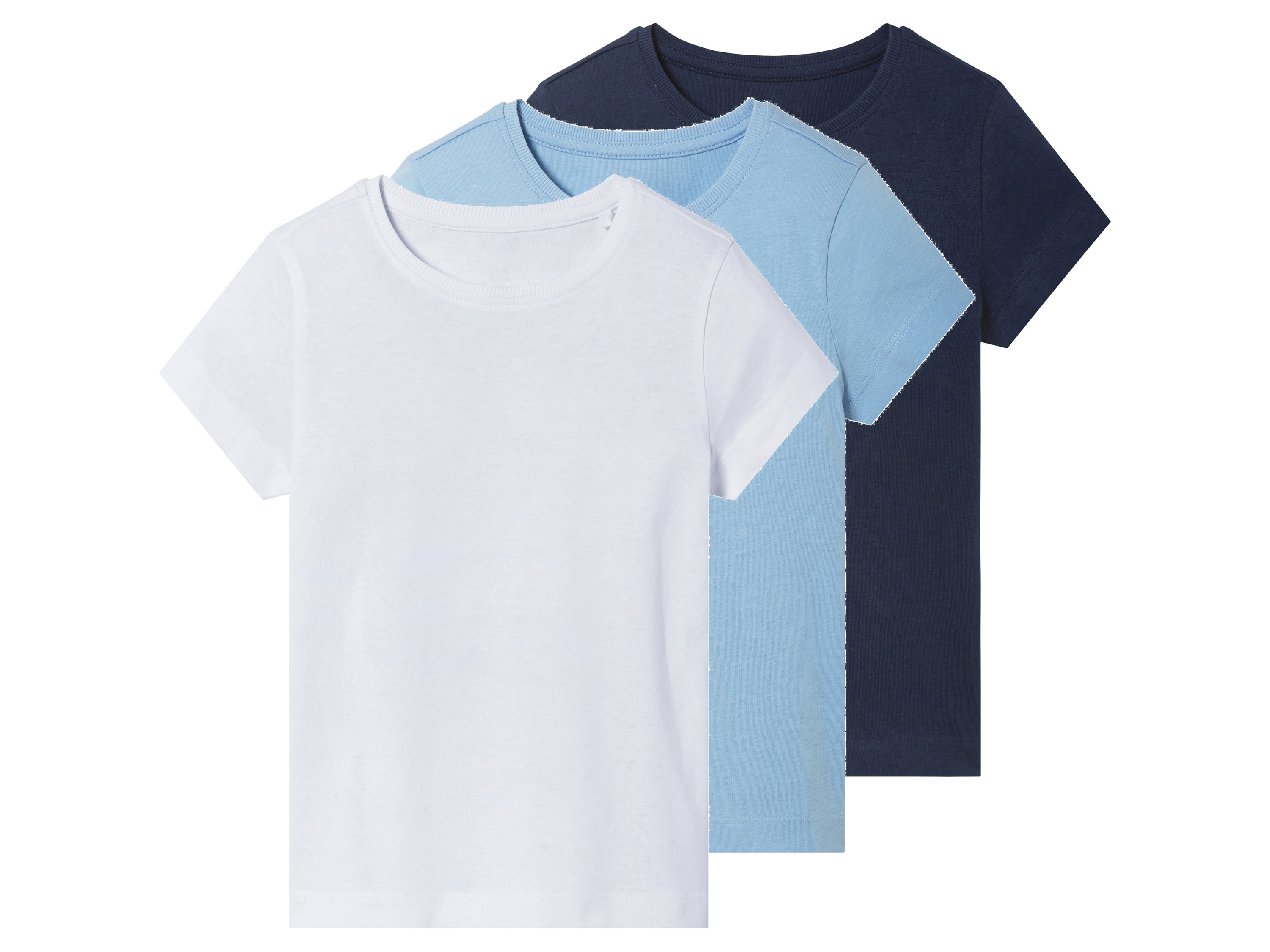 lupilu T-shirty dziecięce z bawełny, 3 sztuki Granatowy/niebieski/biały, 98/104