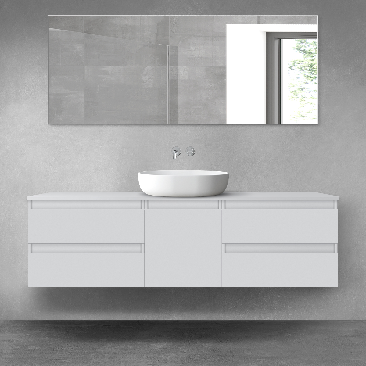 Darmowa Dostawa - Zestaw mebli łazienkowych 160x46.4x48.6 cm podumywalkowa wisząca szara Oltens Vernal 68399700