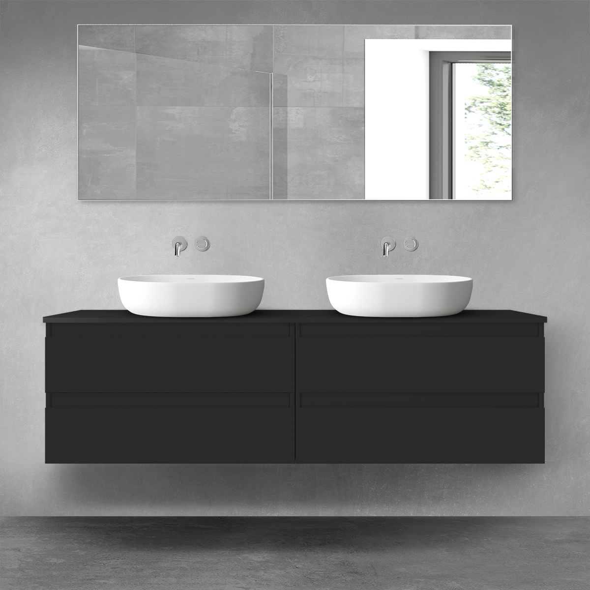 Darmowa Dostawa - Zestaw mebli łazienkowych 160x45.6x47 cm podumywalkowa wisząca czarna Oltens Vernal 68359300