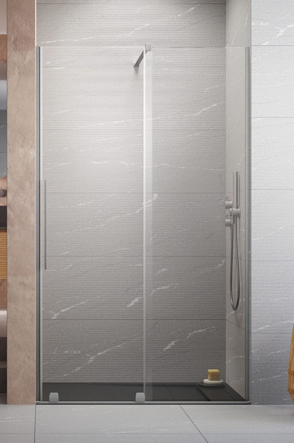 Darmowa Dostawa - Drzwi prysznicowe 140 cm rozsuwane szczotkowany/szkło przezroczyste Radaway Furo Brushed Nickel DWJ 101077229101R101106800101