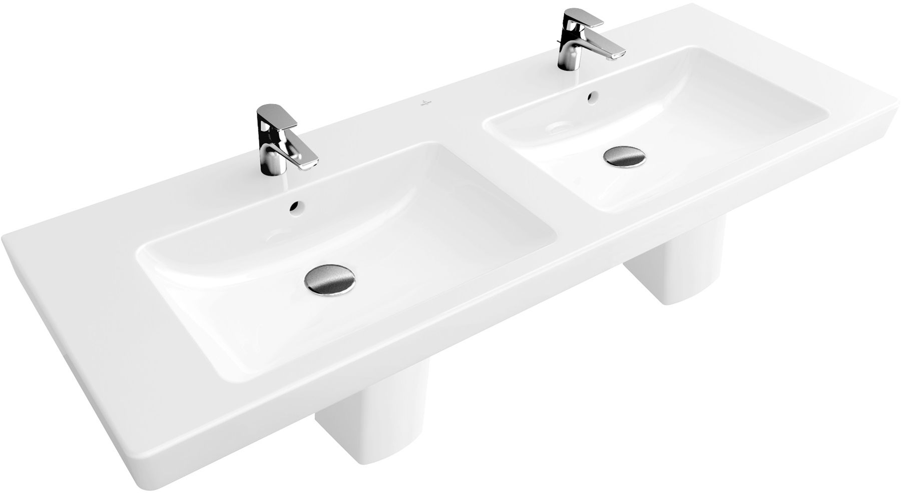 Darmowa Dostawa - Umywalka 130x47 cm prostokątna ścienna-meblowa-z blatem-podwójna biała Villeroy & Boch Subway 2.0 7175D001