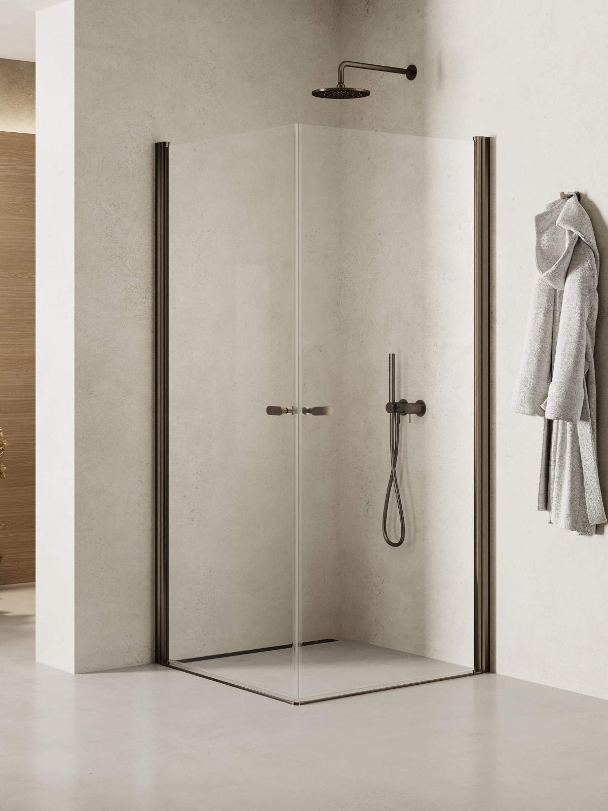 Darmowa Dostawa - Kabina prysznicowa 90x80 cm prostokątna grafitowy szczotkowany/szkło przezroczyste New Trendy New Soleo Gunmetal Brushed K2178