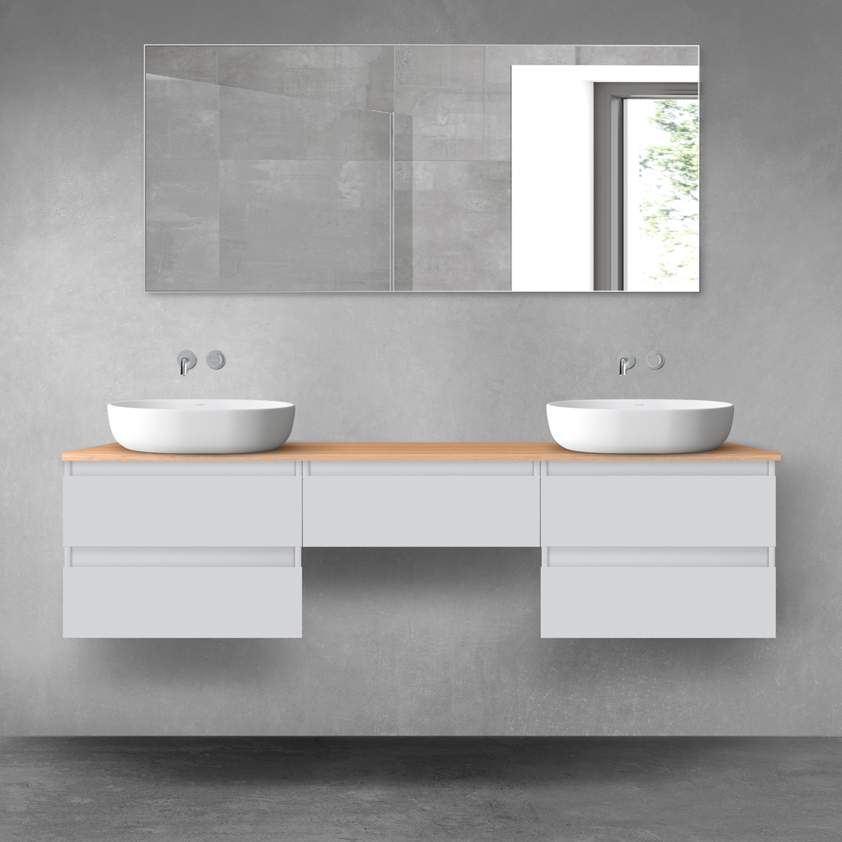 Darmowa Dostawa - Zestaw mebli łazienkowych 180x46.4x48.6 cm podumywalkowa wisząca szara-dab Oltens Vernal 68497700