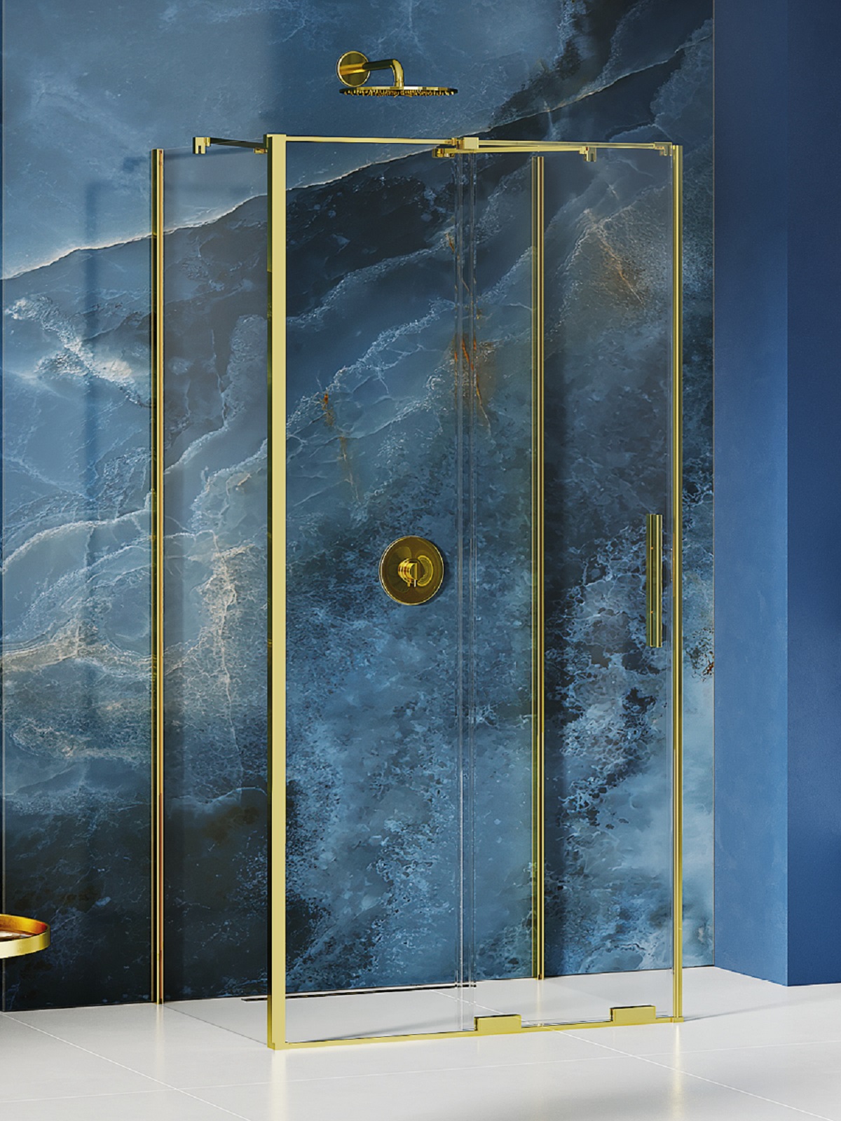 Darmowa Dostawa - Kabina prysznicowa 110x80 cm prostokątna złoty połysk/szkło przezroczyste New Trendy Smart Light Gold EXK4281