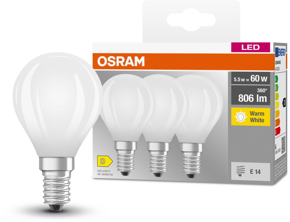 Darmowa Dostawa - Żarówki LED Multipack 3x5.5 W 2700 K e14 Osram LED Lamps 4058075592599