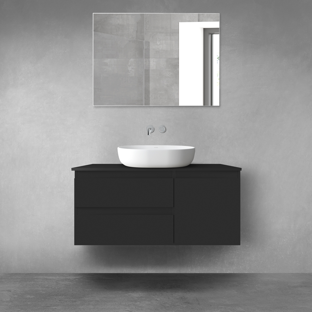 Darmowa Dostawa - Zestaw mebli łazienkowych 100x46.4x48.6 cm podumywalkowa wisząca czarna Oltens Vernal 68201300