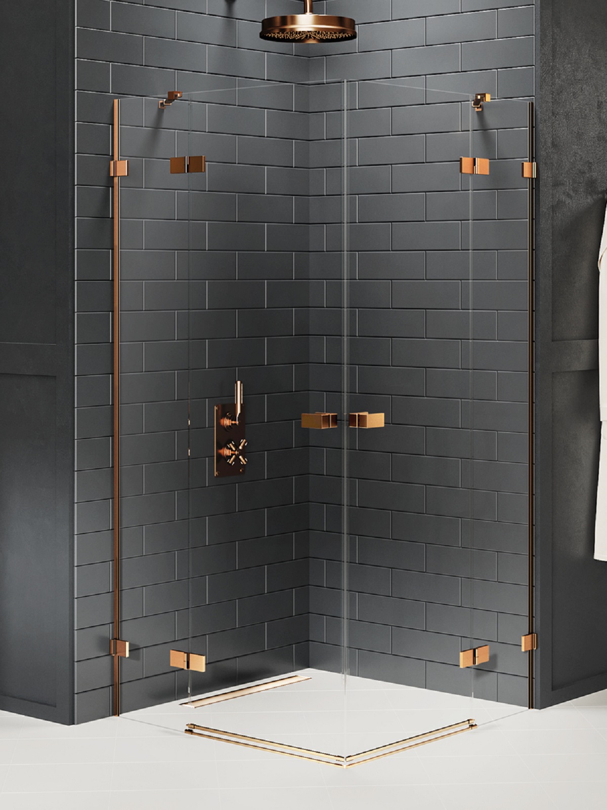 Darmowa Dostawa - Kabina prysznicowa 120x110 cm prostokątna miedź szczotkowany/szkło przezroczyste New Trendy Avexa Copper Brushed EXK3684