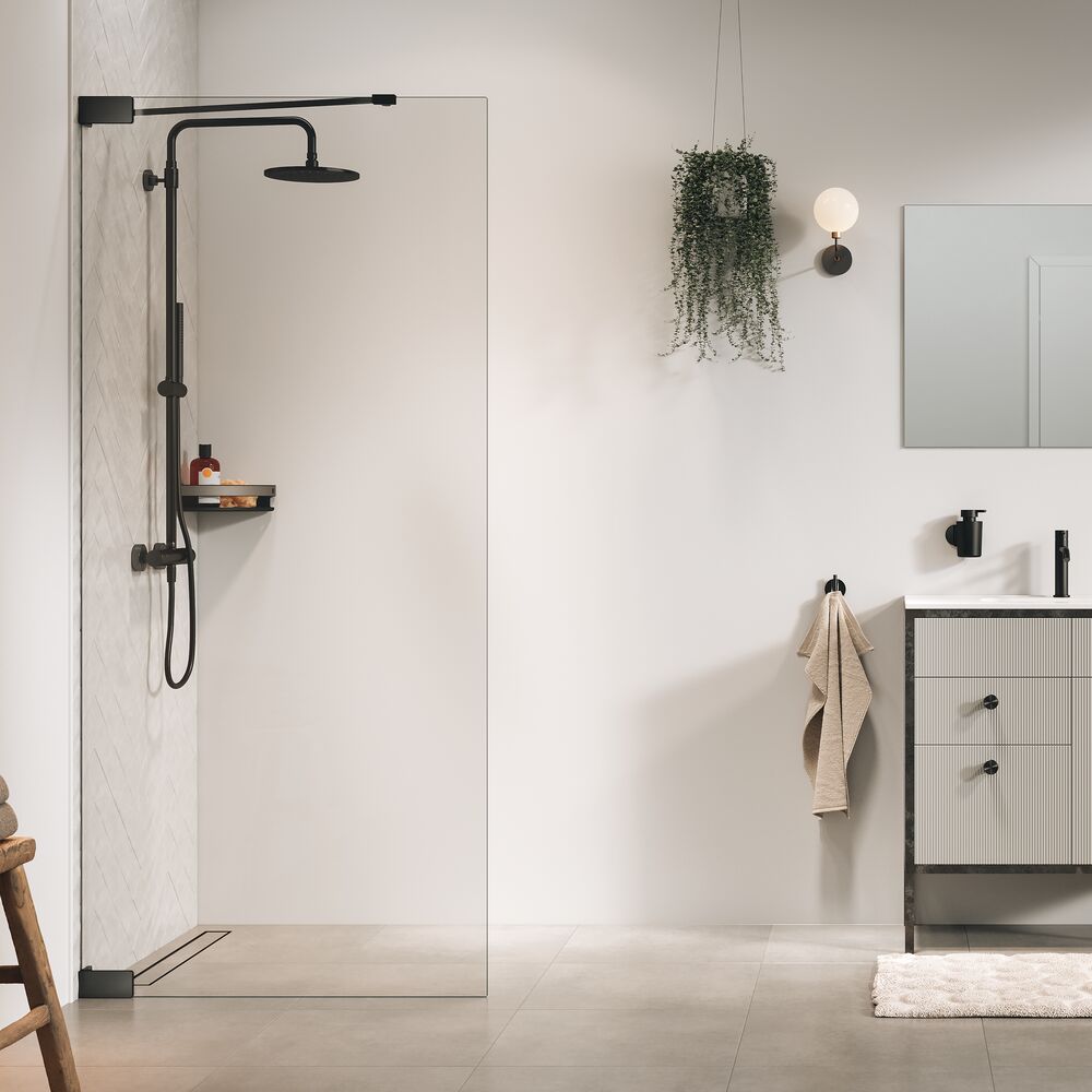 Darmowa Dostawa - Ścianka prysznicowa walk-in 90 cm grafitowy szczotkowany/szkło przezroczyste Sealskin Pure PU010906145100