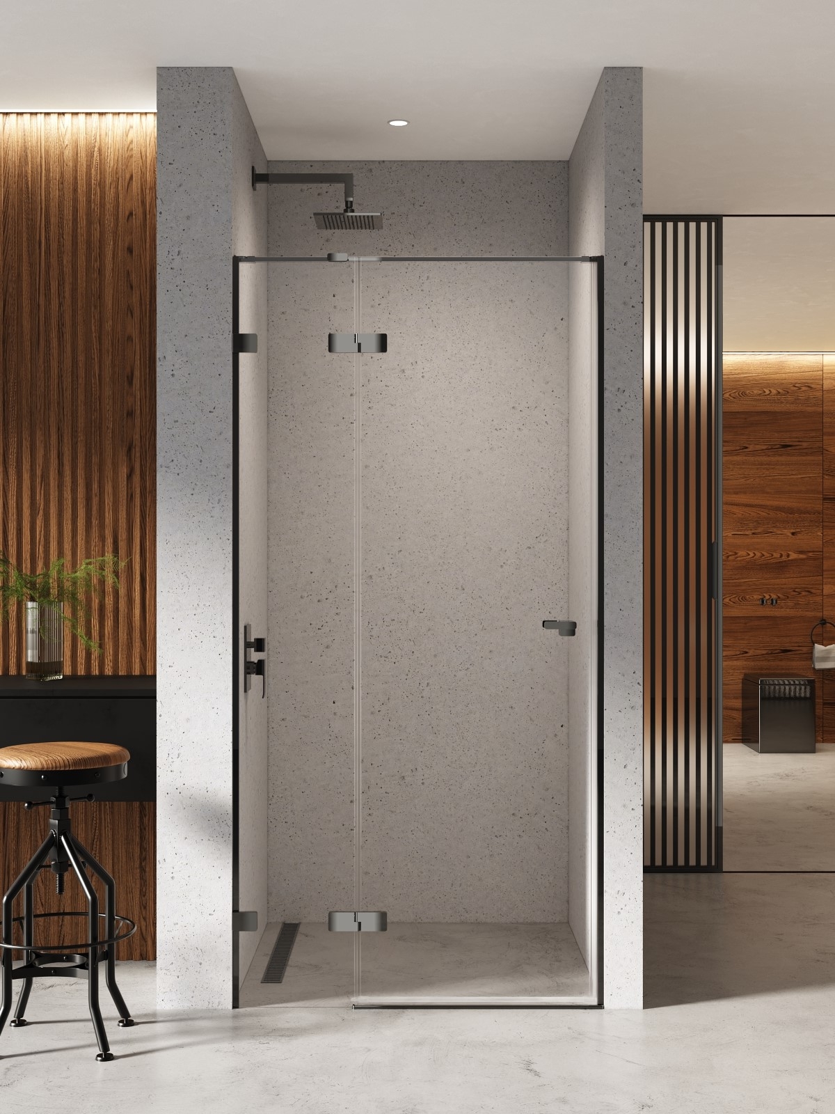 Darmowa Dostawa - Drzwi prysznicowe 80 cm uchylne czarny połysk/szkło przezroczyste New Trendy Eventa Black Chrome EXK6127