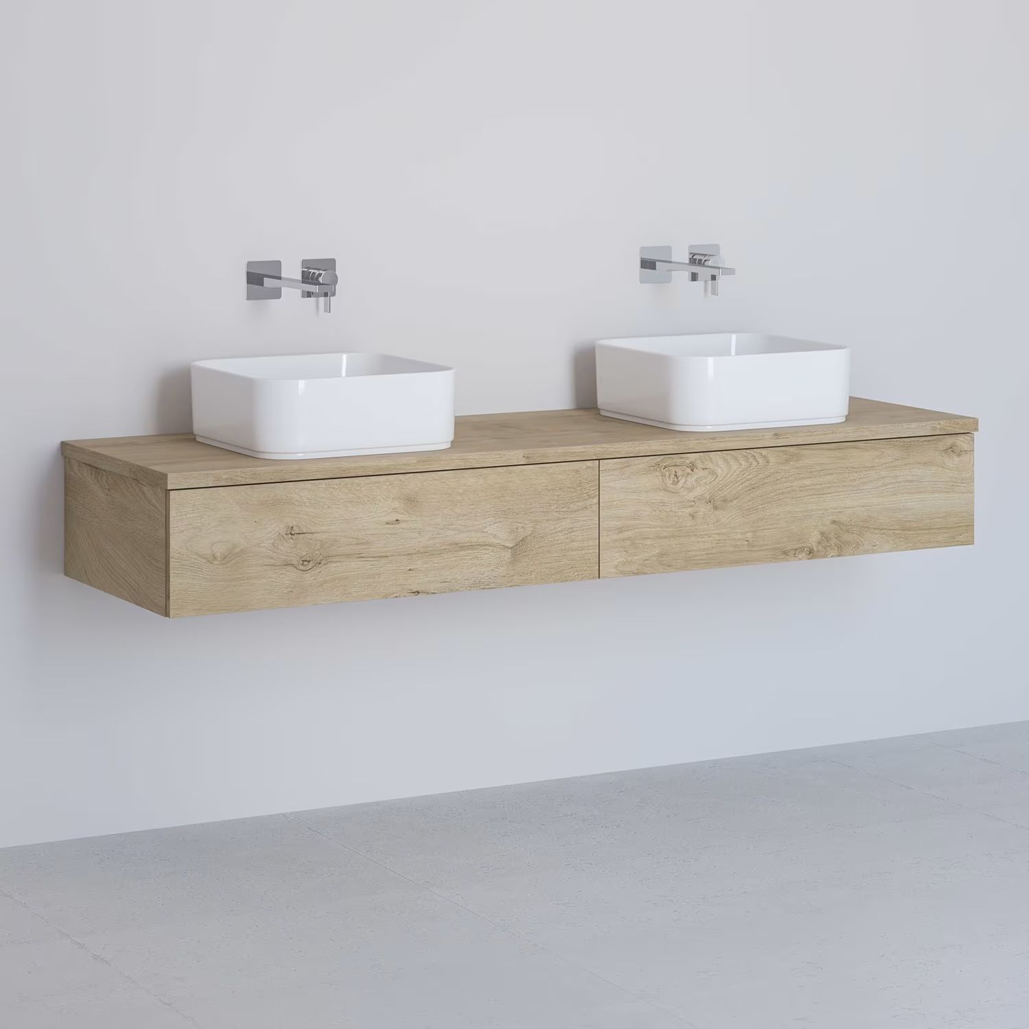 Darmowa Dostawa - Szafka z blatem 161x48.7x23.5 cm podumywalkowa wisząca dąb Kronenbach Cube KBWTKOWT1612GH