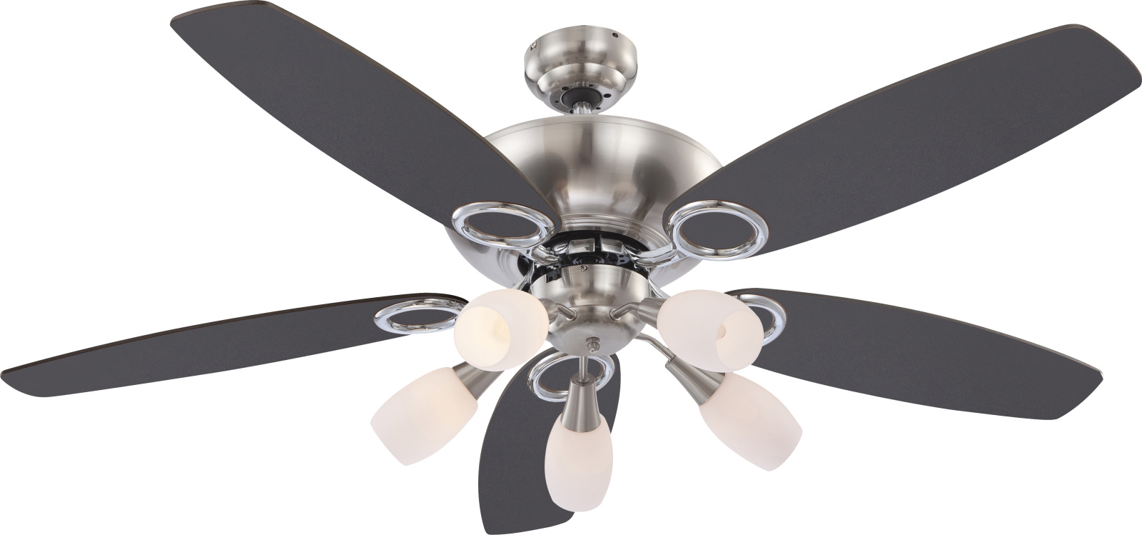 Darmowa Dostawa - Lampowentylator podsufitowy 5x40 W biała-szara-nikiel Globo Lighting Jerry 0337