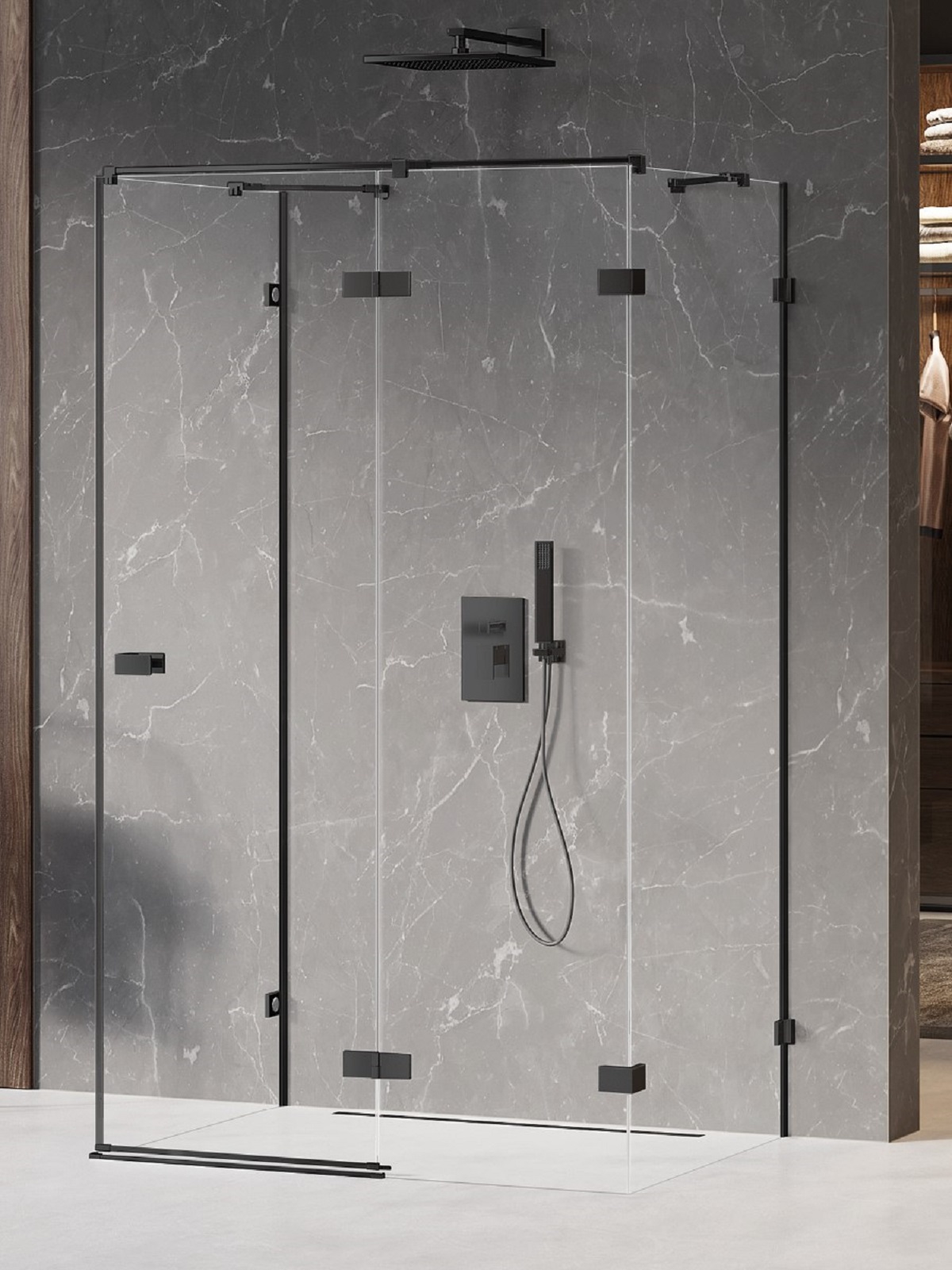 Darmowa Dostawa - Kabina prysznicowa 120x110 cm prostokątna czarny mat/szkło przezroczyste New Trendy Avexa Black EXK2648