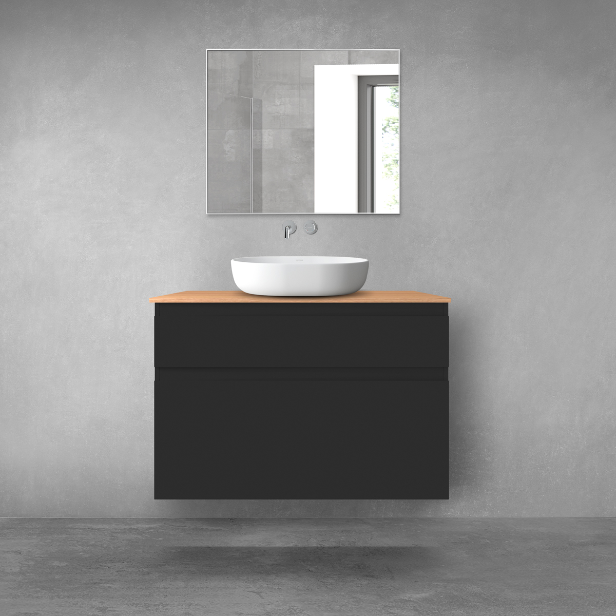 Darmowa Dostawa - Zestaw mebli łazienkowych 100x46.4x72.2 cm podumywalkowa wisząca czarna Oltens Vernal 68224300