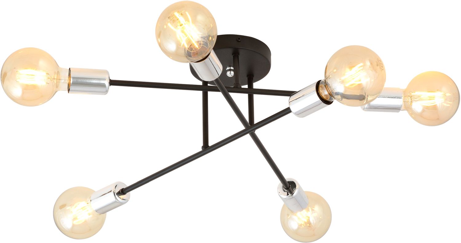Darmowa Dostawa - Lampa podsufitowa 6x15 W czarna-srebrna Emibig Veken 6B Silver 11746B