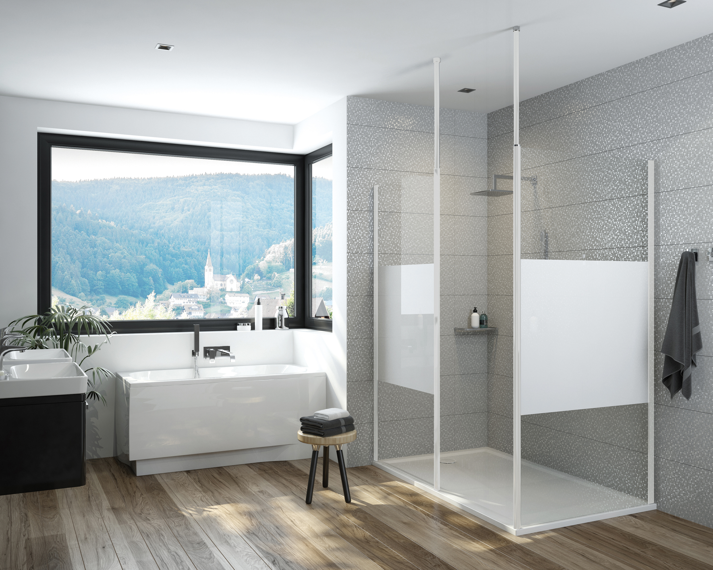 Darmowa Dostawa - Ścianka prysznicowa walk-in 140 cm biały mat/szkło ze wzorem Sanplast Exa Line 600540158024201