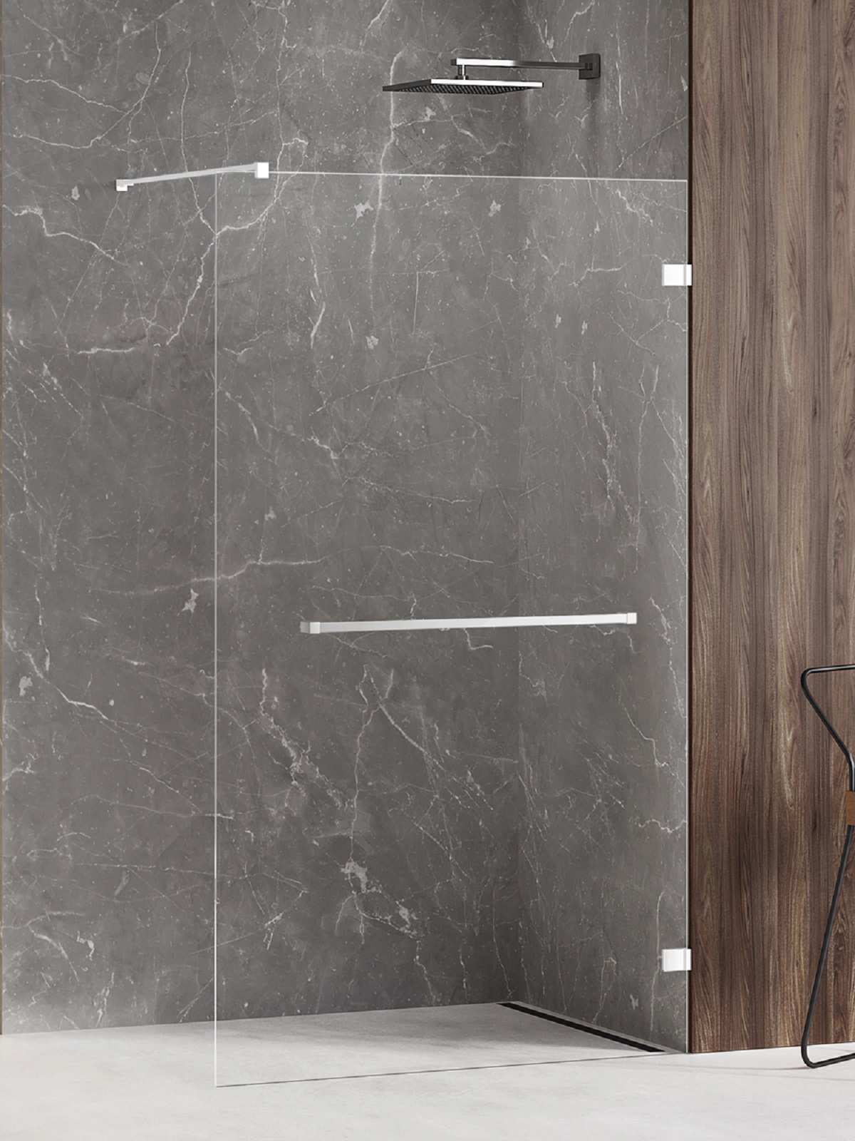 Darmowa Dostawa - Ścianka prysznicowa walk-in 80 cm biały mat/szkło przezroczyste New Trendy Avexa White EXK2951
