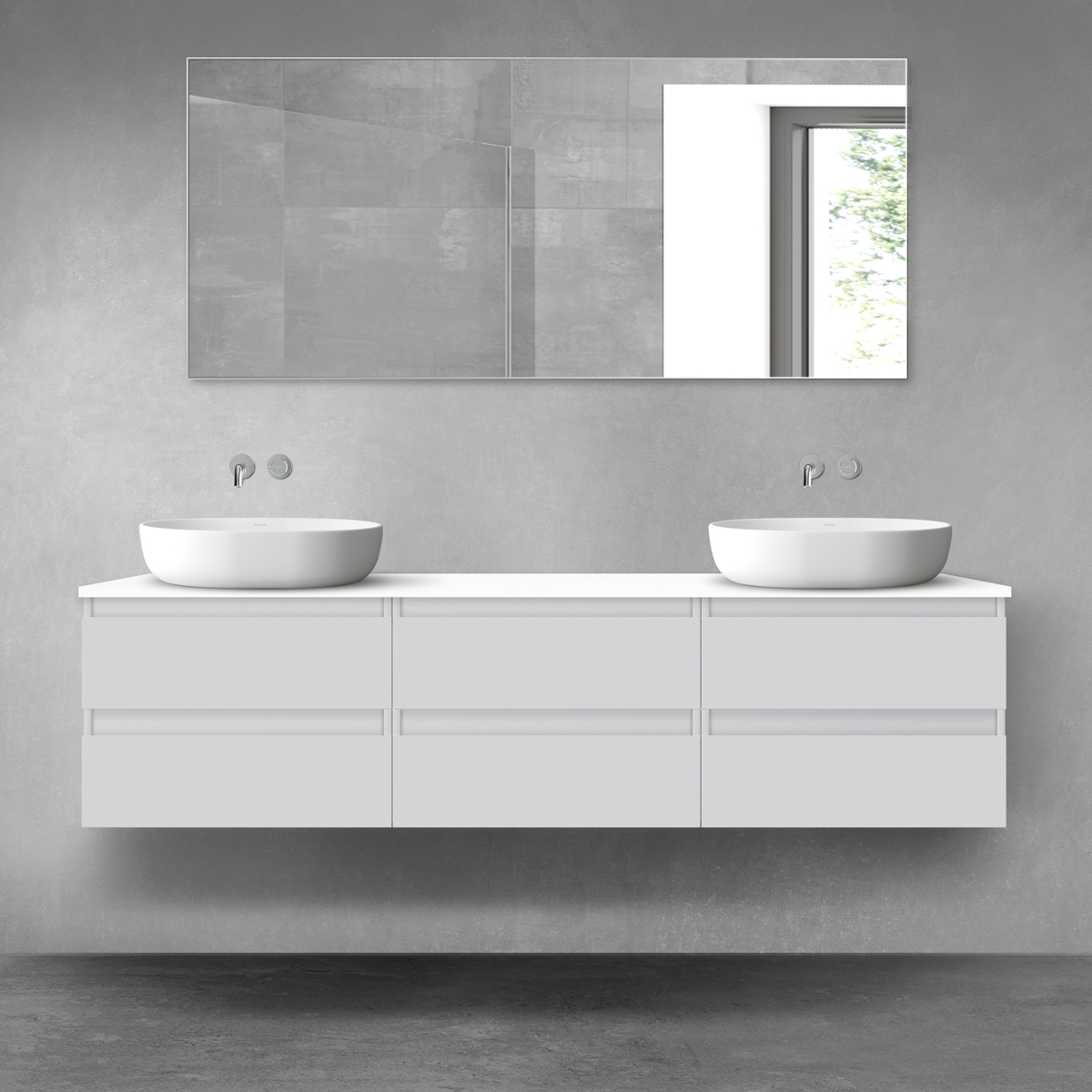 Darmowa Dostawa - Zestaw mebli łazienkowych 180x46.4x48.6 cm podumywalkowa wisząca biała-szara Oltens Vernal 68510700