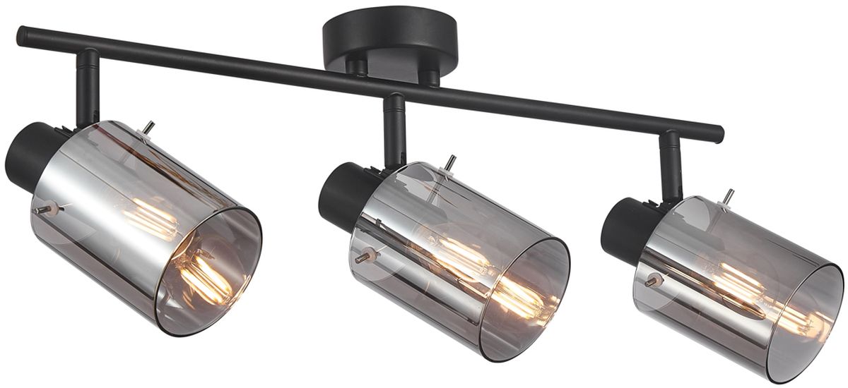 Darmowa Dostawa - Lampa podsufitowa 3x40 W czarna-przydymiona Italux Sardo SPL55813BKSG