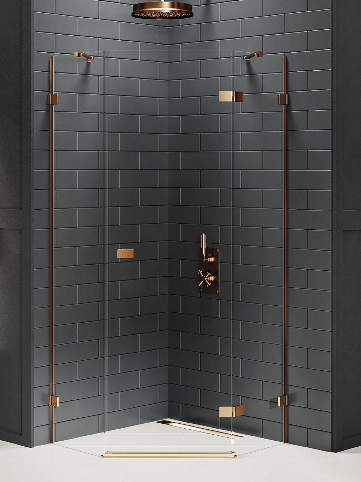 Darmowa Dostawa - Kabina prysznicowa 80x80 cm miedź szczotkowany/szkło przezroczyste New Trendy Avexa Copper Brushed EXK3819