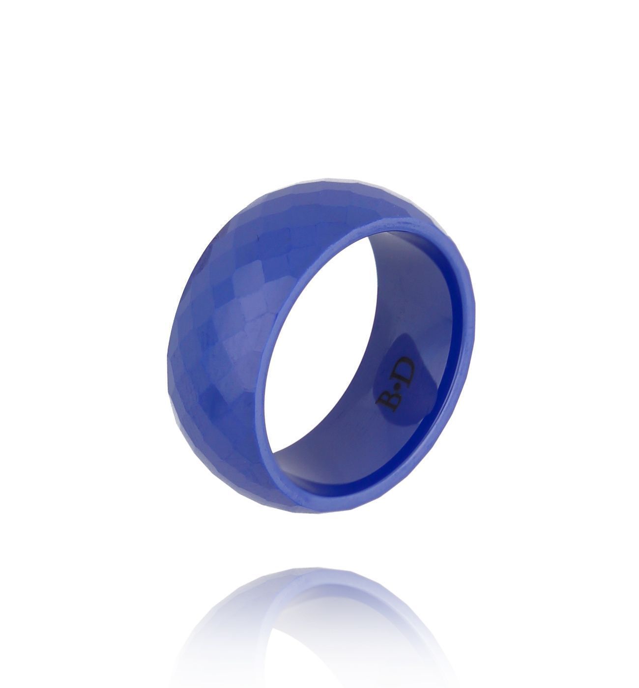 Obrączka z ceramiki kobaltowa fasetowana Feminine PFE0015 - By Dziubeka