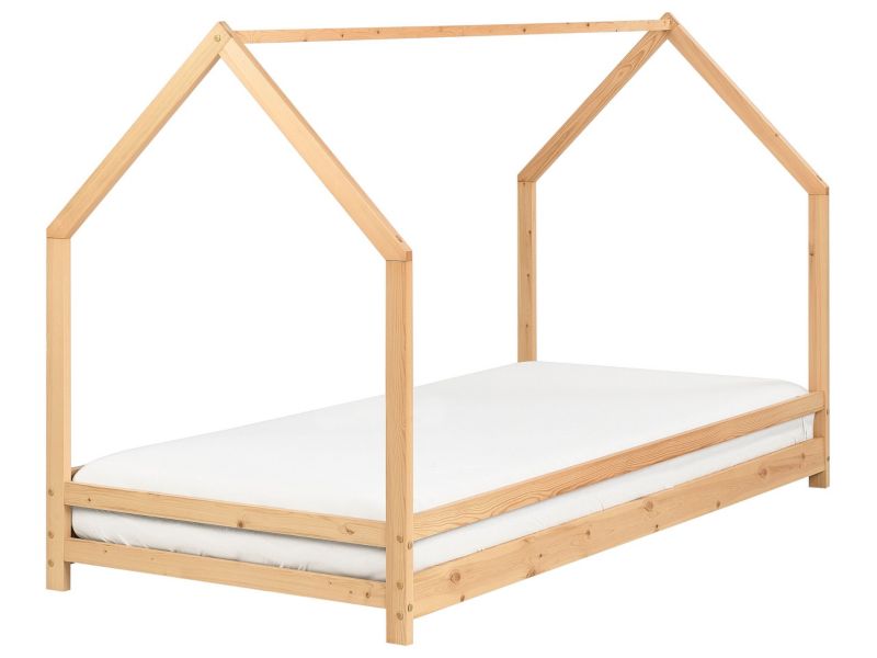 Łóżko dziecięce domek drewniane 90 x 200 cm jasne Appy 1 szt.
