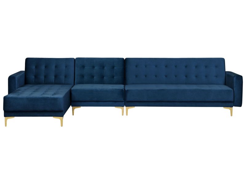 Sofa narożna Aberdeen Welur Granatowy Prawostronny 1 szt.