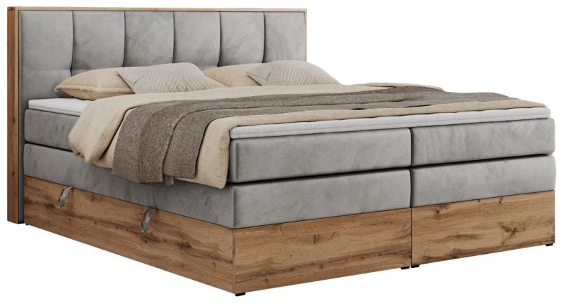 Łóżko kontynentalne MKS Meble ALBERO 1 KING 180x200 H3 Jasnoszary welvet 1szt.
