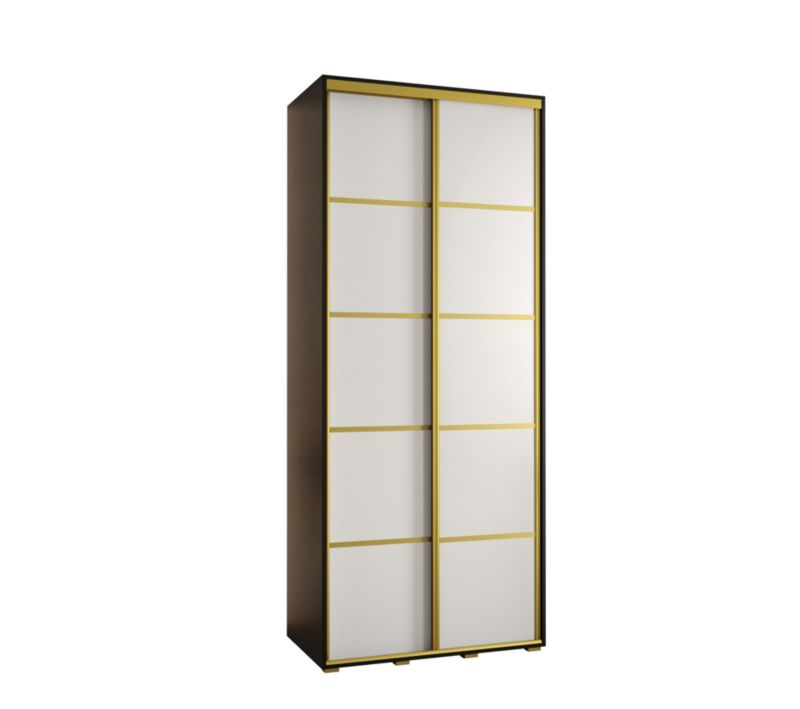 Szafa przesuwna Abiks DAVOS 4 wysoka szer.100cm gł.60cm czarny/biały/złoty 1szt.