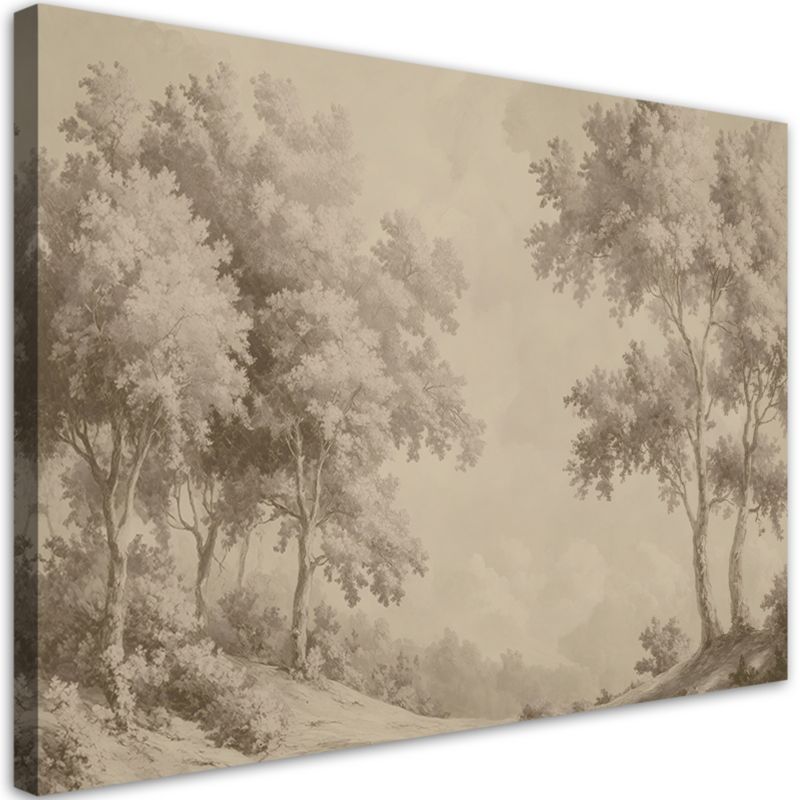 Obraz do salonu sypialni Feeby Las Drzewa Krajobraz Retro 60x40 cm 1szt