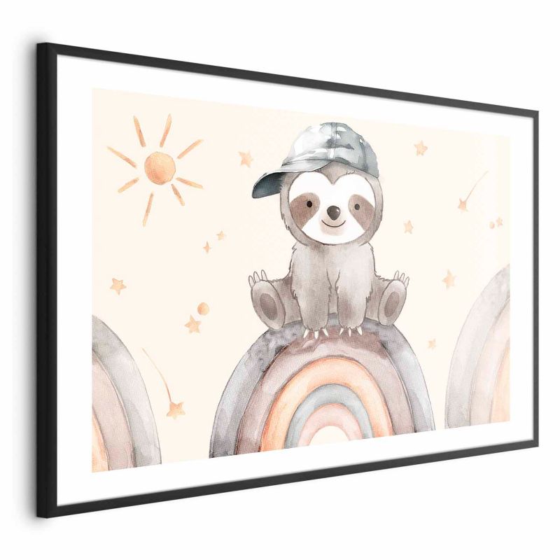 Plakat Artgeist Pośród gwiazdek i tęcz 60x40 cm z ramą czarną 1 szt