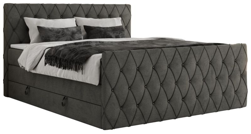 Łóżko kontynentalne MKS Meble MIREN KING DUO 160x200 H3 Ciemnoszary welvet 1szt.