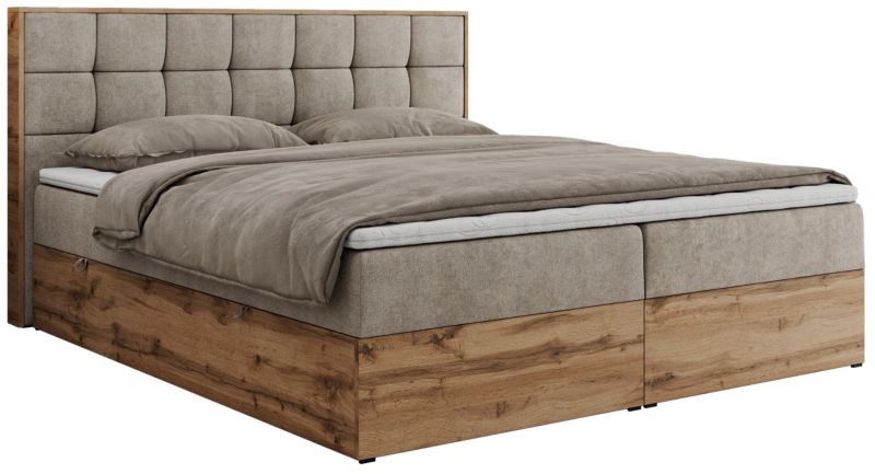 Łóżko kontynentalne MKS Meble ALBERO 1 120x200 H4 Beżowy struktura 1szt.